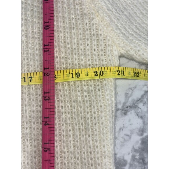 VTG Vintage Monte por le Chois Cream Leaf Applique Long Sweater Duster Size M - Picture 8 of 16